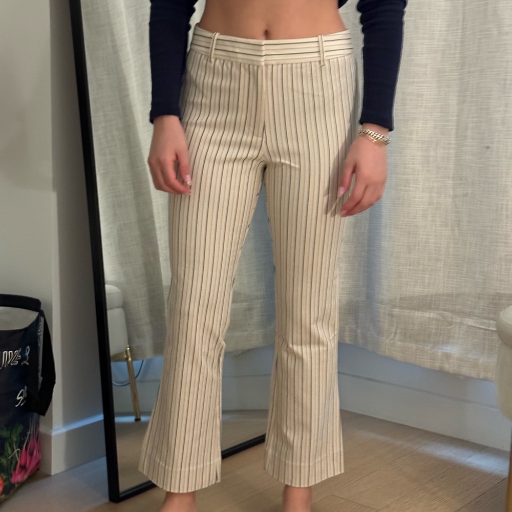 Derek Lam 10 Crosby cream pinstripe pant